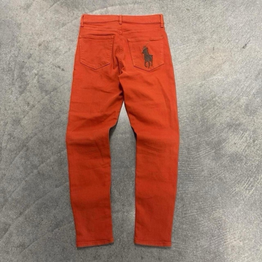 Polo Ralph Lauren Woman's Orange Jeans Big Pony Skinny High Rise Denim  27